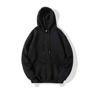 Oversized Hooded Sweatshirt Men Solid Black Polyester French Terry Casual Winter Eco-Friendly Regular Fit Pocket Design - Product Image 1