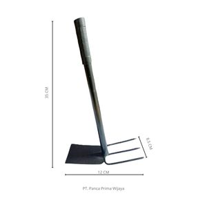 Houe à trois dents en acier au carbone, lame de 6 pouces, manche rectangulaire en métal noir, outil de jardinage - Product Image 3