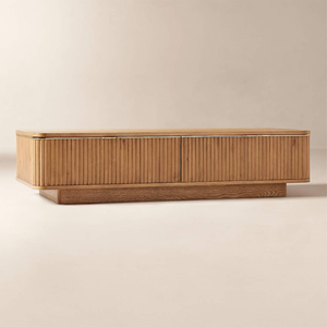 Mesa de Centro Contemporánea de Madera de Teca Maciza con Ranuras, con Cajones de Almacenamiento, Mesa de Centro de Lujo para Sala de Estar, Muebles para Hotel y Villa - Product Image 5