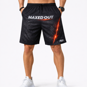 Shorts de sport pour hommes à imprimé numérique éclatant, en polyester, avec cordon de serrage, vêtements de sport personnalisés, fournisseur d'usine OEM - Product Image 1