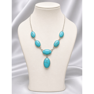 จี้สร้อยคอเทอร์ควอยซ์โมฮาวีสีน้ำเงินธรรมชาติ เครื่องประดับอัญมณีสุดหรูสำหรับผู้หญิง แฟชั่นสำหรับงานปาร์ตี้และการสวมใส่ในชีวิตประจำวัน - Product Image 2