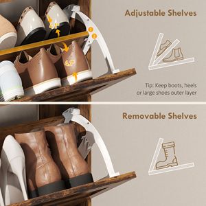 Mobiletto Rustico Marrone per Scarpe con 2 Cassetti Ribaltabili per Soggiorno - Product Image 6