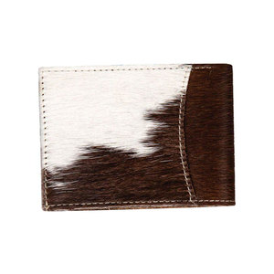 กระเป๋าสตางค์หนังวัวแท้สำหรับผู้ชาย กระเป๋าหนังลายขน ดีไซน์บางเฉียบ ทำมือ กระเป๋าสตางค์แบบพับสองตอน หนังคุณภาพสูง - Product Image 1