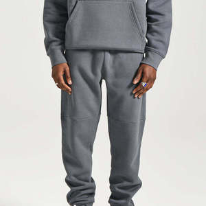 Ensemble de survêtement gris pour homme, sweat-shirt et pantalon de jogging, couleur unie, manches longues, coton léger, séchage rapide, fermeture à cordon - Product Image 2