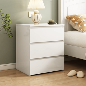 Set of 2 White Wooden 3-Drawer Dressers <b>Small</b> Closet Nightstand for Bedroom Chest Drawers Side <b>Table</b> <b>Storage</b> - Product Image 6