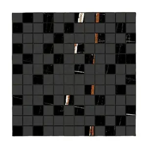 Vistaar-azulejos de mosaico de porcelana para baño, autoadhesivos, resistentes al agua, Super negro, para cocina, Espalda descubierta, 3D, 30x30 cm