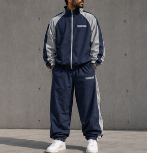 Conjunto Deportivo Cortavientos Extra Grande Personalizado para Hombre, Traje Deportivo Ligero de Nailon, Chaqueta con Cierre Completo, Pantalones Jogger - Product Image 2
