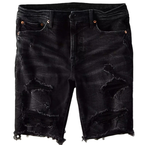 Shorts en jean vintage d'été personnalisés par le fabricant, coupe ample, style décontracté, broderie déchirée, pour hommes - Product Image 4