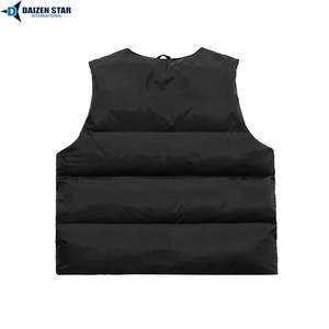 Gilet matelassé en laine écologique style streetwear, col montant, fermeture éclair frontale, motif uni brodé, coupe-vent, anti-UV - Product Image 3