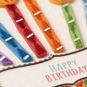 Carte en quilling colorée avec motif bougies d'anniversaire, carte de vœux faite à la main, art du papier, cadeau d'anniversaire du Vietnam - Product Image 2