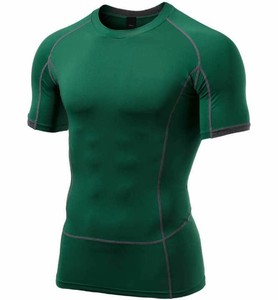 Men's <b>Black</b> Short Sleeve Rash Guard Quick Dry sublimated Spandex Polyester Athletic <b>Shirt</b> <b>Compression</b> Top for Adults Anti-UV OEM - Product Image 3