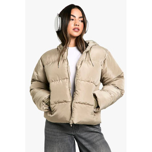 Chaqueta Acolchada Transpirable de Punto de Lona para Mujer, Talla Grande, Muy Cálida, Manga Larga, Capucha con Cuello Desmontable para Exteriores - Product Image 1