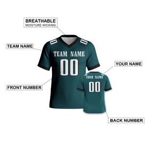 เสื้อเจอร์ซีย์อเมริกันฟุตบอลชาย ชื่อทีม 00 คอวี แขนสั้น พิมพ์ลายแบบซับลิเมชั่น ผ้าโพลีเอสเตอร์ ระบายเหงื่อได้ดี - Product Image 6