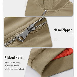 Blouson bomber pour homme, style fermeture éclair, logo personnalisé OEM, fermeture éclair sur le devant, manches longues, poignets élastiques. - Product Image 4