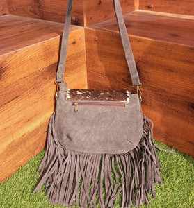 New Arrival Hair on Hide Fur Leather Fringe Designer Concho Sling Bag Metallic Fur Suede Leather Bag Party Wear Women Sling Bags - Product Image 4