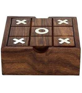 Jeu de Tic Tac Toe en bois artisanal, écologique, portable, jeu de stratégie familial, accent décoratif pour table basse - Product Image 2