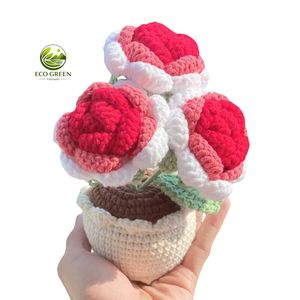 Maceta de Flores de Poliéster 100% Tejida a Crochet, Corazón Hecho a Mano, Amigurumi Antiestrés para Regalo del Día de la Madre - Product Image 3