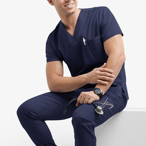 Men's Cotton & Polyester Spandex Fabric <b>Scrubs</b> <b>Tops</b> Nurse Doctor Uniforms Hospital <b>Scrubs</b> Jersey for Medical - Product Image 6