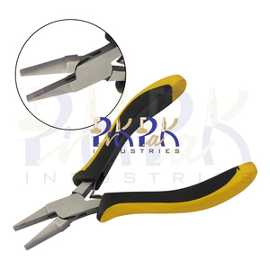 Alicates de punta plana de acero inoxidable de 133 mm con mordazas lisas, muelle, mangos ergonómicos negros y amarillos, para crimpado, circlip, OEM, pesca y joyería - Product Image 1