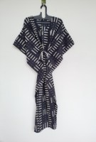 Robe d'été vintage pour femme, col en V, imprimé floral abstrait en dentelle, 100% coton, coupe trapèze ample, longueur genou, manches 3/4, lavable au quotidien