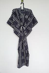 Robe Kaftan ample vintage pour femme, imprimé floral abstrait en dentelle, 100% coton, style bohème, paréo de plage - Product Image 5