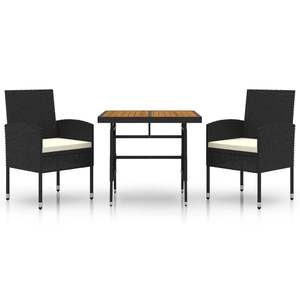Conjunto de Comedor para Exterior de Madera de Acacia Sólida con Ratán PE Negro, Colección de Muebles de Jardín de Acero - Product Image 2