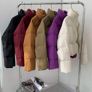 Chaqueta Acolchada Negra para Mujer, Cuello Alto, Manga Larga, Relleno de Poliéster, Cortavientos, Abrigo de Invierno, Corto - Product Image 6