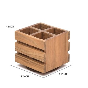 Organizador de Escritorio de Madera de Acacia con 5 Compartimentos, Venta al Por Mayor |   Artesanía de Moradabad - Product Image 3