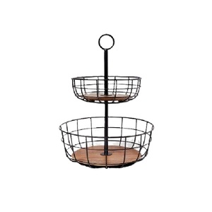 High Selling Modern High Quality 2-Tier Round Metal Wire Fruit Bowl Storage <b>Basket</b> <b>Cheap</b> Price Customized Size Shape - Product Image 1