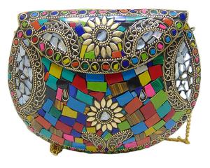 Handmade Metal Mosaic <b>Clutch</b> Purse Custom Design Luxury Evening <b>Bag</b> <b>for</b> Parties Daily Use Flap Stone Box Pattern <b>Wedding</b> <b>Bag</b> - Product Image 1