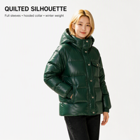 Veste matelassée à capuche verte brillante pour femme, manteau d'hiver épais matelassé, veste en nylon boutonnée style streetwear, veste brillante matelassée
