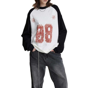 T-shirt à manches longues pour femme, coupe ample, 100% coton, imprimé, double couche de polaire respirante, hiver - Product Image 2