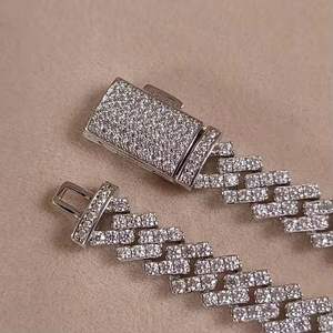 Collier Chaîne Cubaine Hip Hop Iced Out en Argent Sterling 925 avec Micro-Pavé de Diamants Blancs, Bijou Tendance - Product Image 2