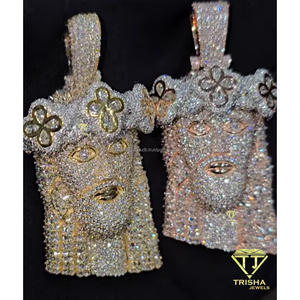 จี้เพชรโมอิสซาไนต์สุดหรู ประดับด้วยเงินแท้ 925 ดีไซน์สไตล์ฮิปฮอปแบบ Iced Out - Product Image 3
