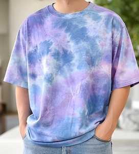 เสื้อยืดโอเวอร์ไซส์ลายวินเทจแบบมัดย้อม ผ้าคอตตอนหนา ทรงหลวมไหล่ตก สไตล์สตรีทแวร์ลำลอง แฟชั่นฤดูร้อน - Product Image 3