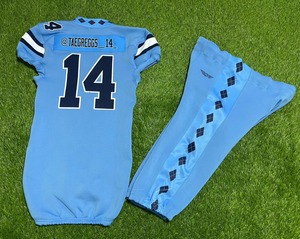 Conjunto de Uniforme de Fútbol Americano para Hombre, Estilo Moderno, Cuello en V, Manga Corta, Sublimado, Transpirable, Talla Adulto 10, Color Azul - Product Image 2