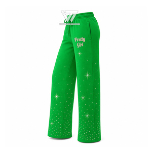 ขายส่งกรีกอัลฟ่า |   คาปา |   เสื้อผ้าชมรมอัลฟ่าพร้อมส่ง กางเกงจ็อกเกอร์ขาบานปักลายประดับเพชร - Product Image 1