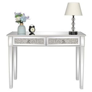 Modern Silver Two Pump Computer <b>Table</b> 106*38*76cm Makeup <b>Vanities</b> with <b>Mirrors</b> - Product Image 1