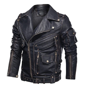 Chaqueta de Cuero Genuino de Vaca Premium con Cremallera Resistente, Estilo Motero, de Alta Calidad para Hombre, Vintage, Motociclista, Bomber, Streetwear, OEM, Precio Económico - Product Image 1