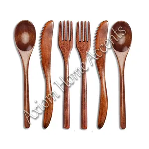 Cucharas de Madera Hechas a Mano con Mangos de Acero Inoxidable, Ideales para Servir Café, Té y Eventos de Boda, Axiom - Product Image 3