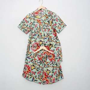 Conjunto de Pijama Corto de Algodón con Estampado Floral, Hecho a Mano, Informal, Ecológico, Ligero, Suave, Transpirable y de Secado Rápido para Mujer - Product Image 6