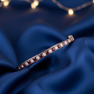 Victorian Garnet <b>Bangle</b> 925 Sterling Silver 14K <b>Gold</b> Plated Handmade <b>Antique</b> Style Luxury Jewelry Gift For Her - Product Image 1