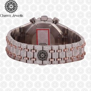Reloj de Lujo para Hombre Charm Jewells, de Acero Inoxidable, 40 mm, Analógico, Mecánico, Cronógrafo, Cristal de Zafiro, Detalles de Diamantes, 10 Bar - Product Image 3