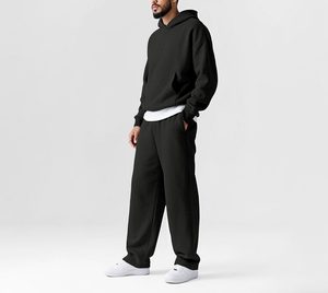 Ensemble de survêtement pour homme, 2 pièces, décontracté, sweat-shirt et pantalon de survêtement unis, taille ample, streetwear unisexe, tenue de sport chaude pour l'hiver - Product Image 5