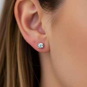 ต่างหูเงินแท้ 925 ประดับพลอยอะความารีน ดีไซน์เรียบหรู สำหรับคนเกิดเดือนมีนาคม ของขวัญเครื่องประดับอัญมณี - Product Image 2