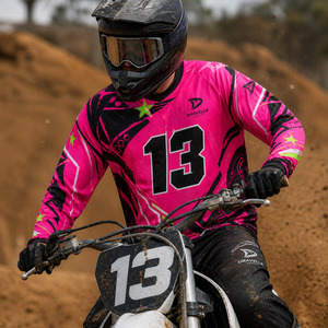 Custom <b>Neon</b> <b>Pink</b> Dirt Bike Shirt Custom Full Sublimation Men's Long Sleeve Off Road MX Racing Jersey Team Wear - Product Image 6