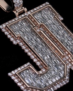 Custom Iced Out VVS Moissanite Name Letter <b>Pendant</b> Two Tone Custom <b>Initial</b> Letter <b>Pendant</b> <b>Silver</b> 925 Gold Plated Hip Hop Jewelry - Product Image 4