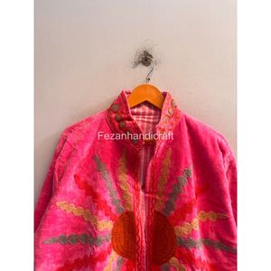 Handmade <b>Velvet</b> <b>Jacket</b> Coat Uzbek Embroidery <b>Jacket</b> With Inside Cotton Lining Unisex Overcoat - Product Image 3