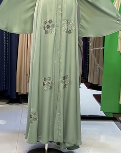 2026 Wholesale Umbrella Abaya Stone Work Handmade Sequined Arabic Dubai Style Full Flare Nida Fabric Evening Party Dress - Product Image 5