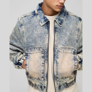 Wholesale Clothing Manufacturer Men's Jackets Custom Basic Solid Color <b>Jeans</b> Men's Jackets High Quality - Product Image 3